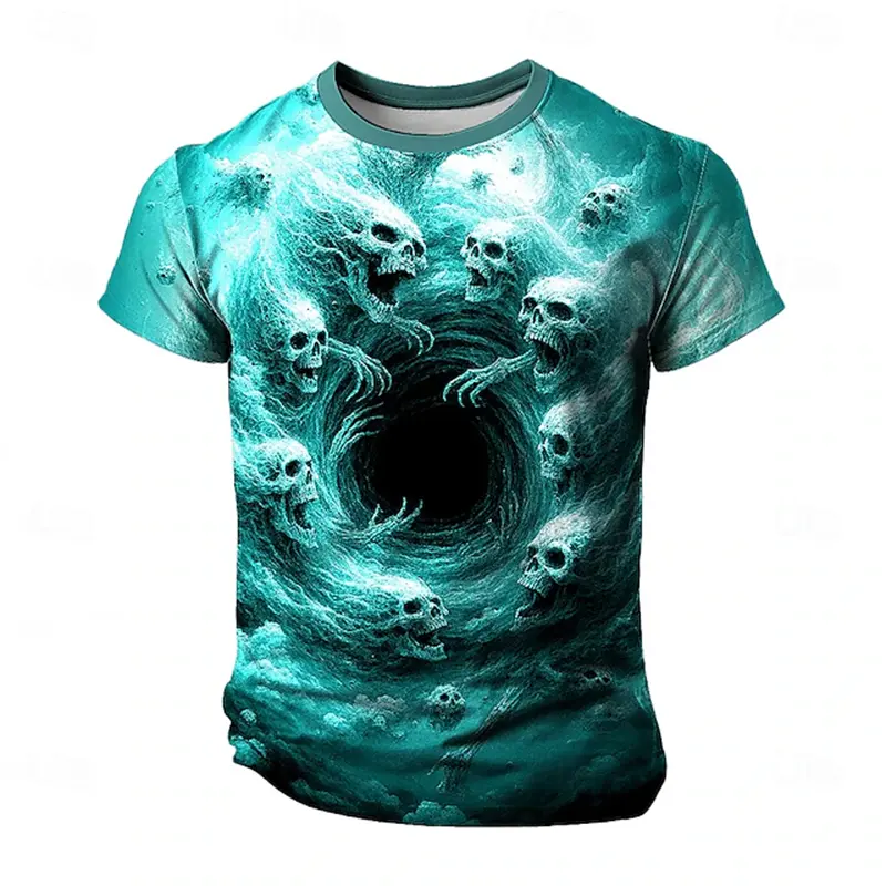 Halloween Skulls Printed Men's 3D T-shirt Short Sleeve T-shirt Crew Neck T Shirt Scary Party Street Casual Unisex Y2k Clothing