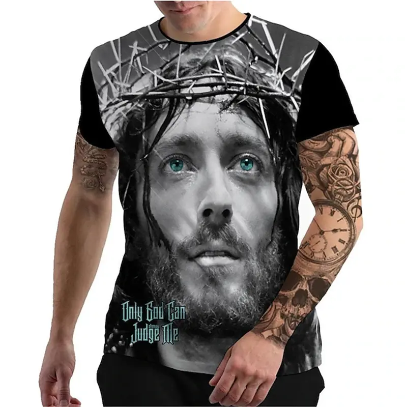 Summer 3D Print Jesus Christ Men T Shirt Fashion Women Short Sleeve Cool T Shirt Streetwear Oversized Tops Y2k Men Clothing