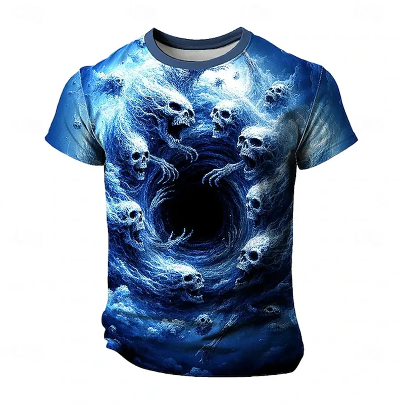 Halloween Skulls Printed Men's 3D T-shirt Short Sleeve T-shirt Crew Neck T Shirt Scary Party Street Casual Unisex Y2k Clothing