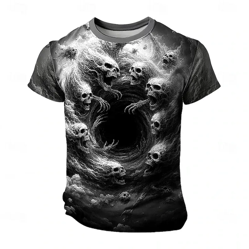 Halloween Skulls Printed Men's 3D T-shirt Short Sleeve T-shirt Crew Neck T Shirt Scary Party Street Casual Unisex Y2k Clothing