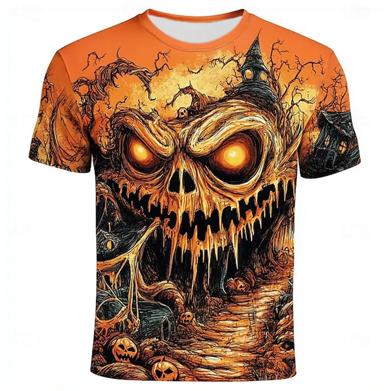 Men Women  T Shirt Halloween 3d Printed Pumpkin T-shirt Fashion Oversized T Shirt Casual Short Sleeve Tops Tees Kids Clothes