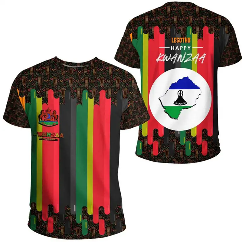 Lesotho Map Flag 3D Printed T Shirt For Mens Clothing National Emblem T-shirt Casual Male Short Sleeve Boy Jersey Kids Tops Tees
