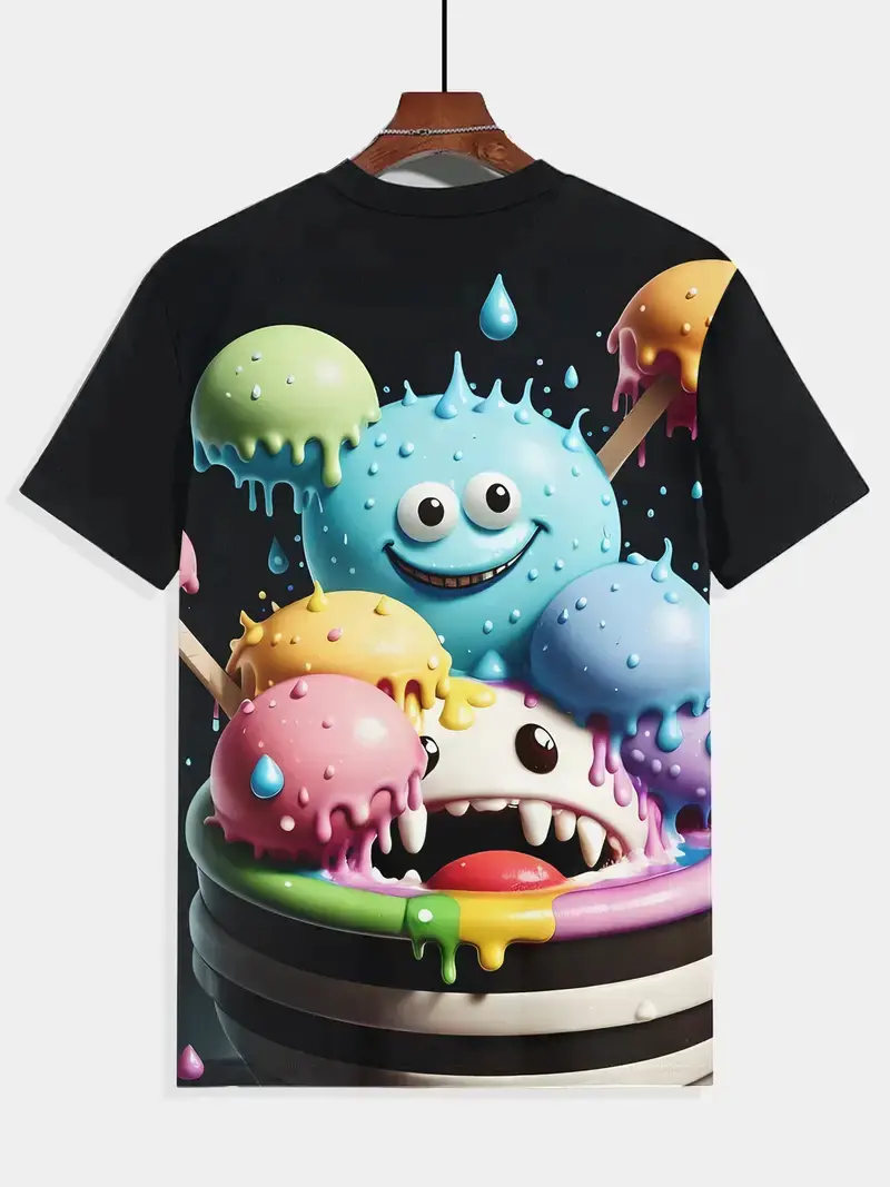 Fashion Ice Cream Graphic T-shirt For Men Funny Humour Short Sleeve Tee Shirt Trend Street Casual Clothes Kid Gift 2025 New Top