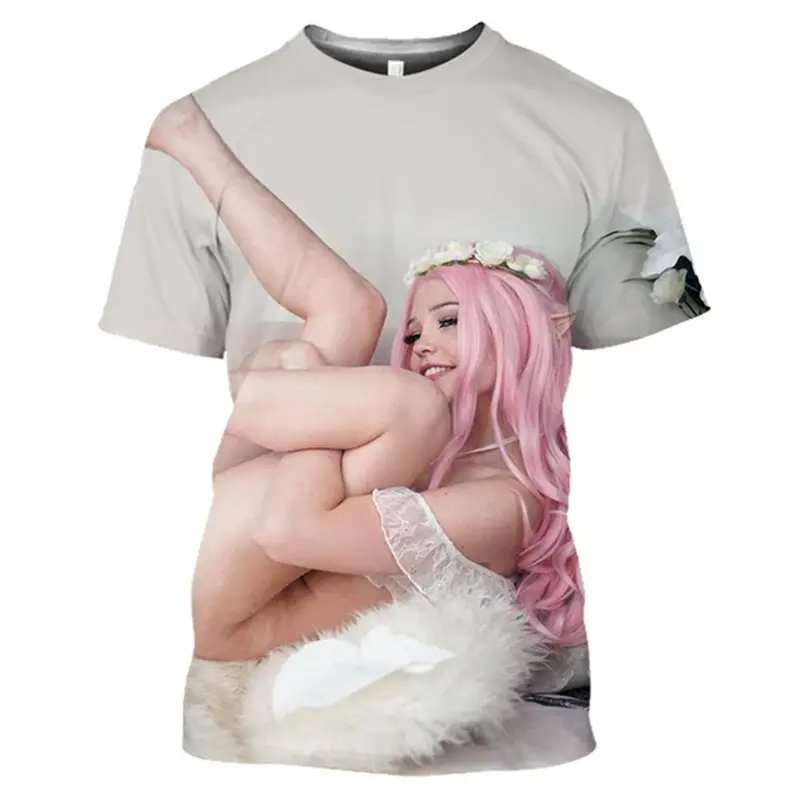 3D Printed Anime Beauty T-shirts Mens Sexy Top Tees Harajuku Short Sleeve Hentai T-shirt Casual Loose Oversized Men Y2k Clothing