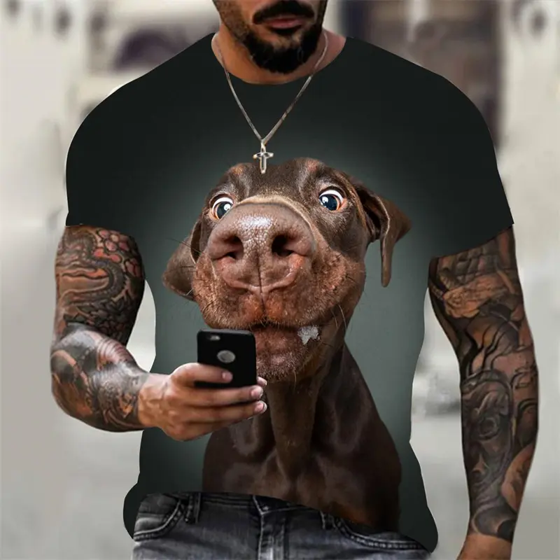 Funny Animal Labrador Dog 3D Print Men's T-shirts Summer O-Neck Short Sleeve Tops Breathable  Harajuku Style Tees Men Clothing