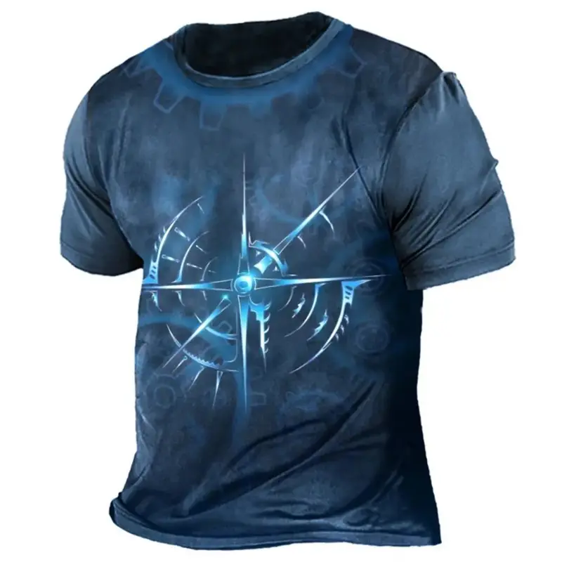 Summer Men's T-shirt Navigation Compass Anchor 3D Printed T-shirt Loose Edition Men's Clothing Hot Sale Casual Short Sleeve Tops