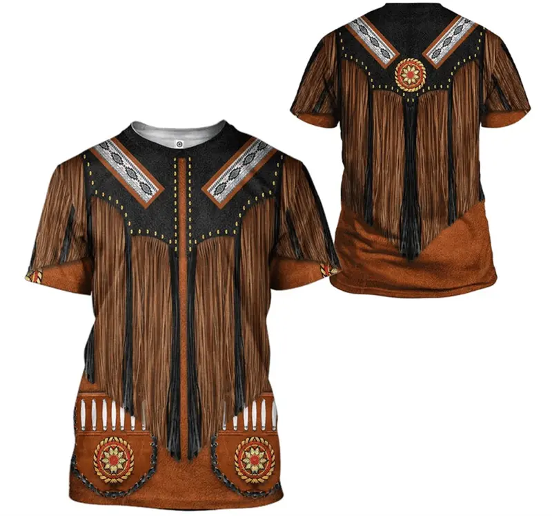 Western-style Cowboy 3D Print T-shirt For Mens Women  Cosplay Round Neck Pullover Streetwear Vintage Hip-hop Sportswear Tops