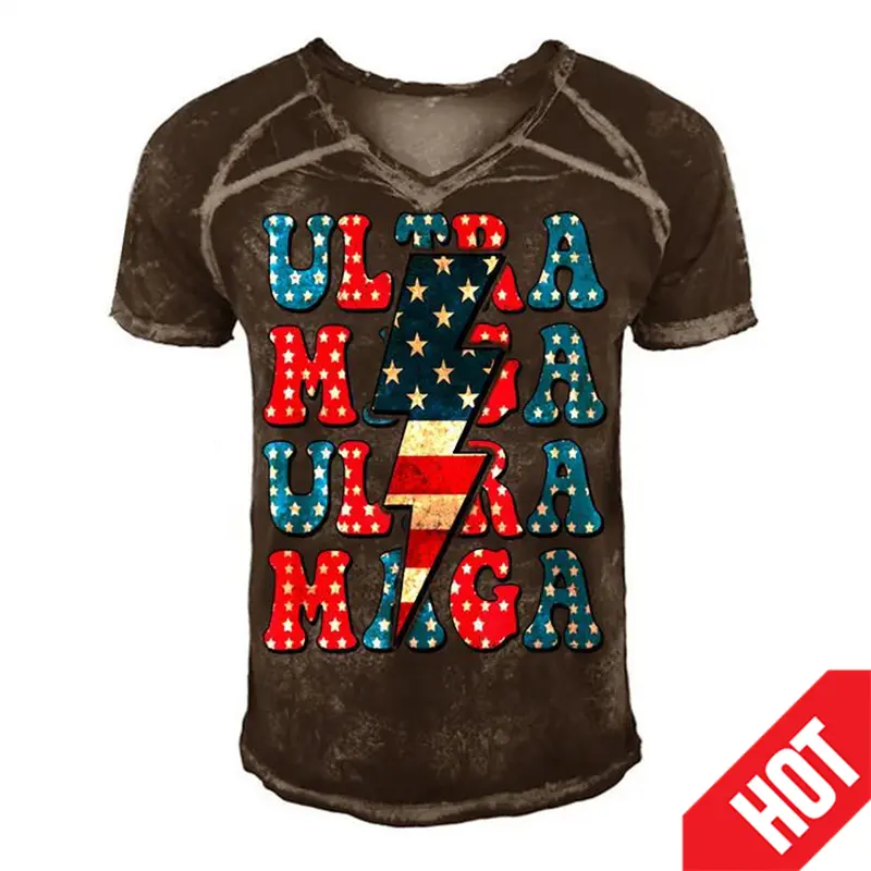 New USA America 3D Printing T Shirt For Men Women Cool Streetwear Short Sleeve V Neck Harajuku Fashion Vintag Tops Tees Clothing