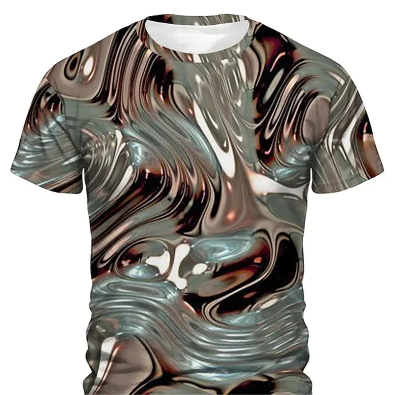 Trend Plaid Color Block Graphic 3D Print Casual Tees Street Style Men's T shirt Short Sleeve O-Neck Summer Clothing for man