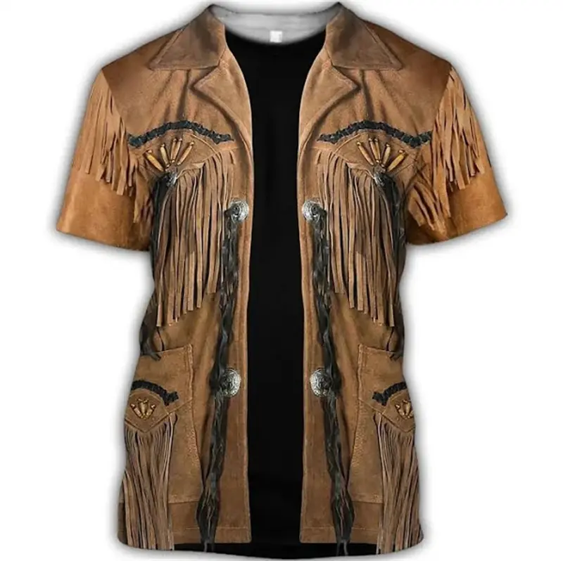Western-style Cowboy 3D Print T-shirt For Mens Women  Cosplay Round Neck Pullover Streetwear Vintage Hip-hop Sportswear Tops