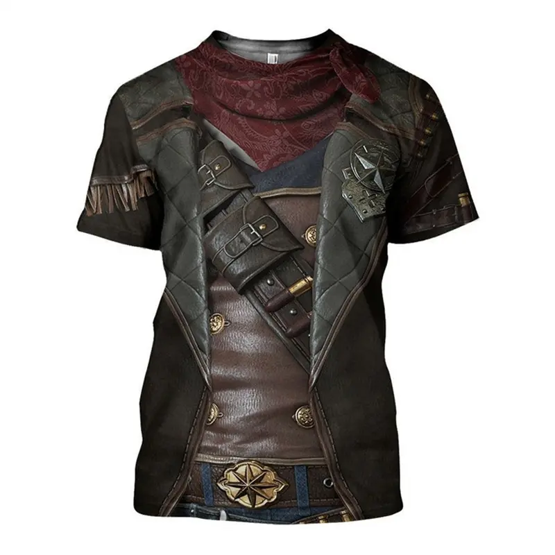 Western-style Cowboy 3D Print T-shirt For Mens Women  Cosplay Round Neck Pullover Streetwear Vintage Hip-hop Sportswear Tops