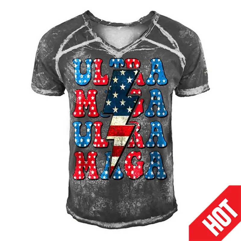New USA America 3D Printing T Shirt For Men Women Cool Streetwear Short Sleeve V Neck Harajuku Fashion Vintag Tops Tees Clothing