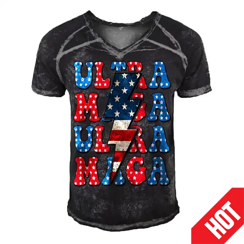 New USA America 3D Printing T Shirt For Men Women Cool Streetwear Short Sleeve V Neck Harajuku Fashion Vintag Tops Tees Clothing