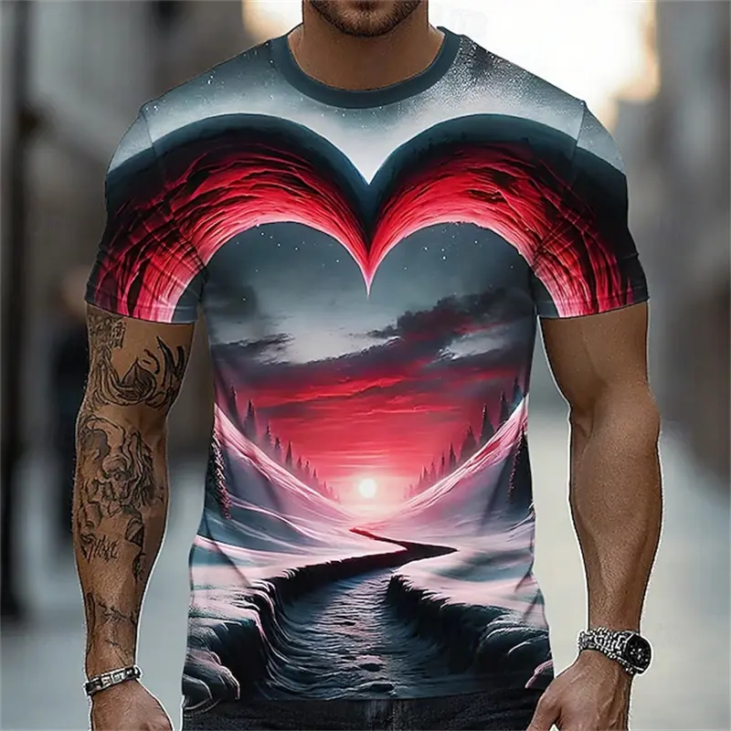 Men's 3D Print Abstract Graphic T-Shirt Short Sleeve T-Shirt Personality Round Neck Shirt Party Street Casual Unisex Clothing