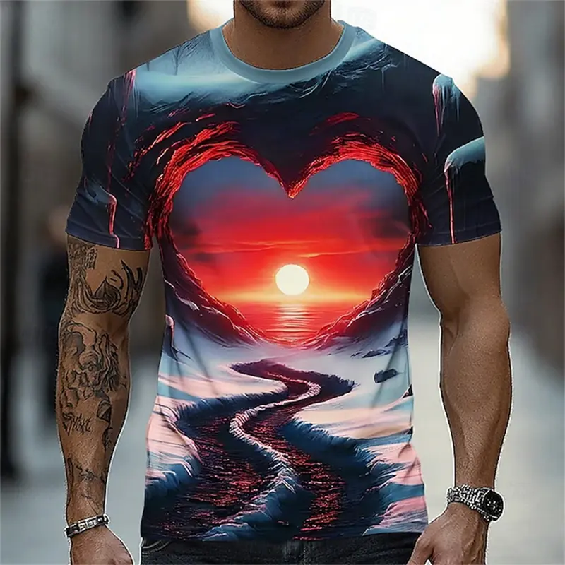 Men's 3D Print Abstract Graphic T-Shirt Short Sleeve T-Shirt Personality Round Neck Shirt Party Street Casual Unisex Clothing