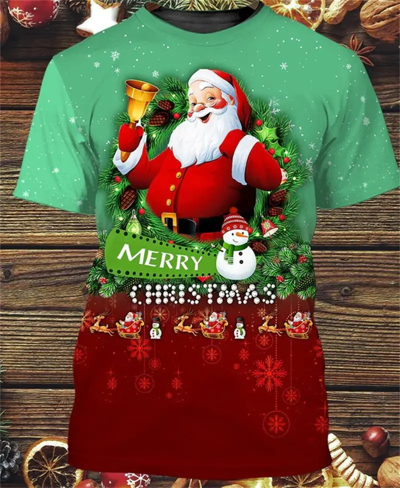 Christmas 3D Print Santa Claus Pattern T Shirt Men Womens Xmas Long Sleeve T-shirts Autumn Fashiom Oversize Loose Y2k Men Tops