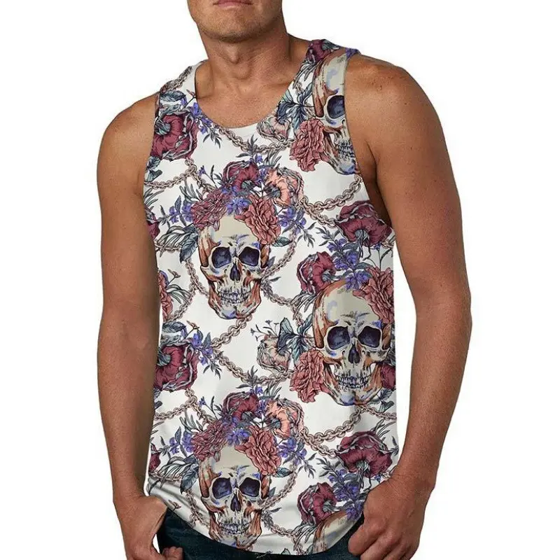 Vintage Skull 3D Print Tank Tops Y2k Clothes Men Fashion Casual Sleeveless T-shirt Women Streetwear Harajuku Fitness Vest