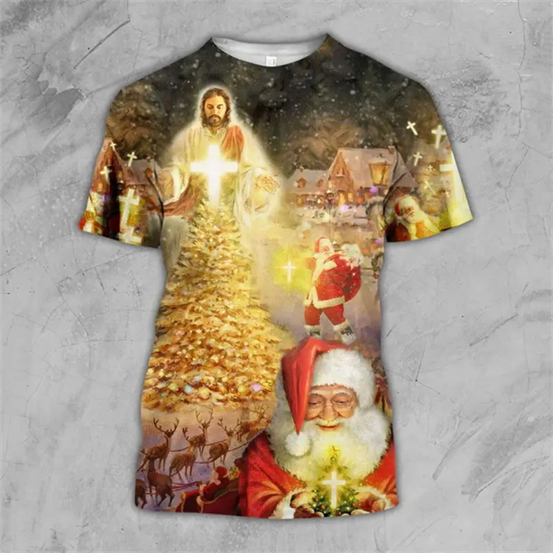 Christmas 3D Print Santa Claus Pattern T Shirt Men Womens Xmas Long Sleeve T-shirts Autumn Fashiom Oversize Loose Y2k Men Tops