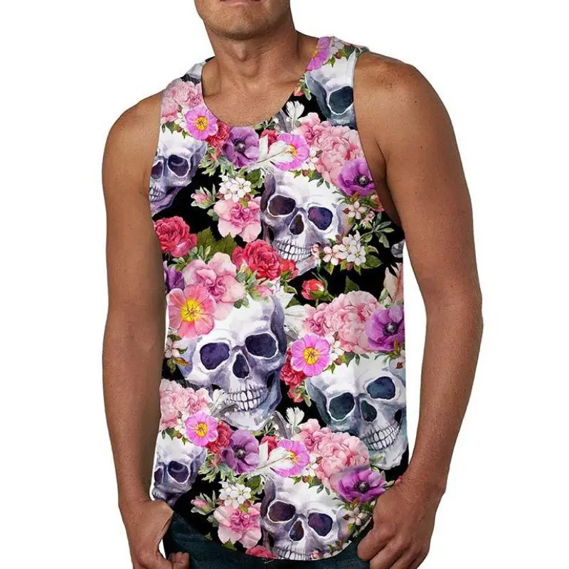 Vintage Skull 3D Print Tank Tops Y2k Clothes Men Fashion Casual Sleeveless T-shirt Women Streetwear Harajuku Fitness Vest