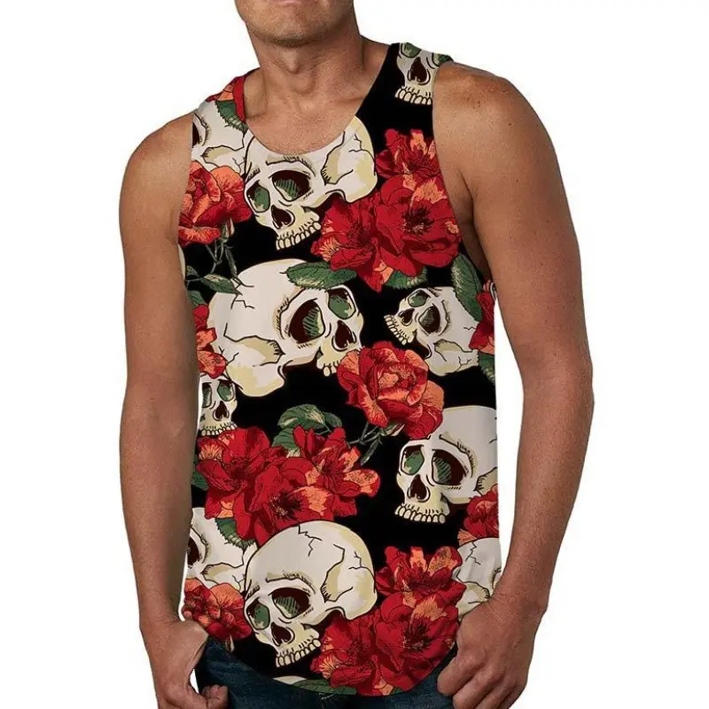 Vintage Skull 3D Print Tank Tops Y2k Clothes Men Fashion Casual Sleeveless T-shirt Women Streetwear Harajuku Fitness Vest