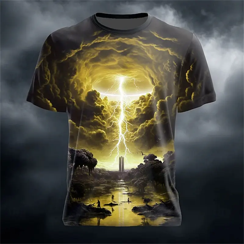 Summer Casual Short Sleeve T-Shirt For Men  Animal Beast Lion Cross Graphic 3D Print Men's Fashion Top Comfortable Y2k Men Tee