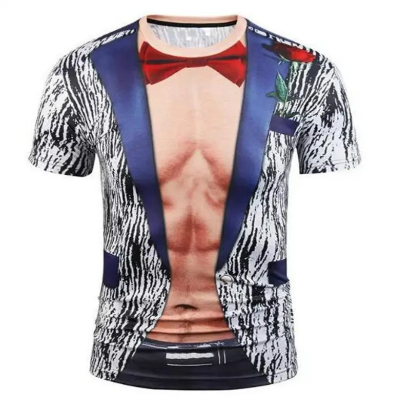 Cosplay Muscle 3D Print Mens Funny T Shirt Fashion Street Personality O-Neck Tees Oversized T-shirt Party Eye-catching Clothing