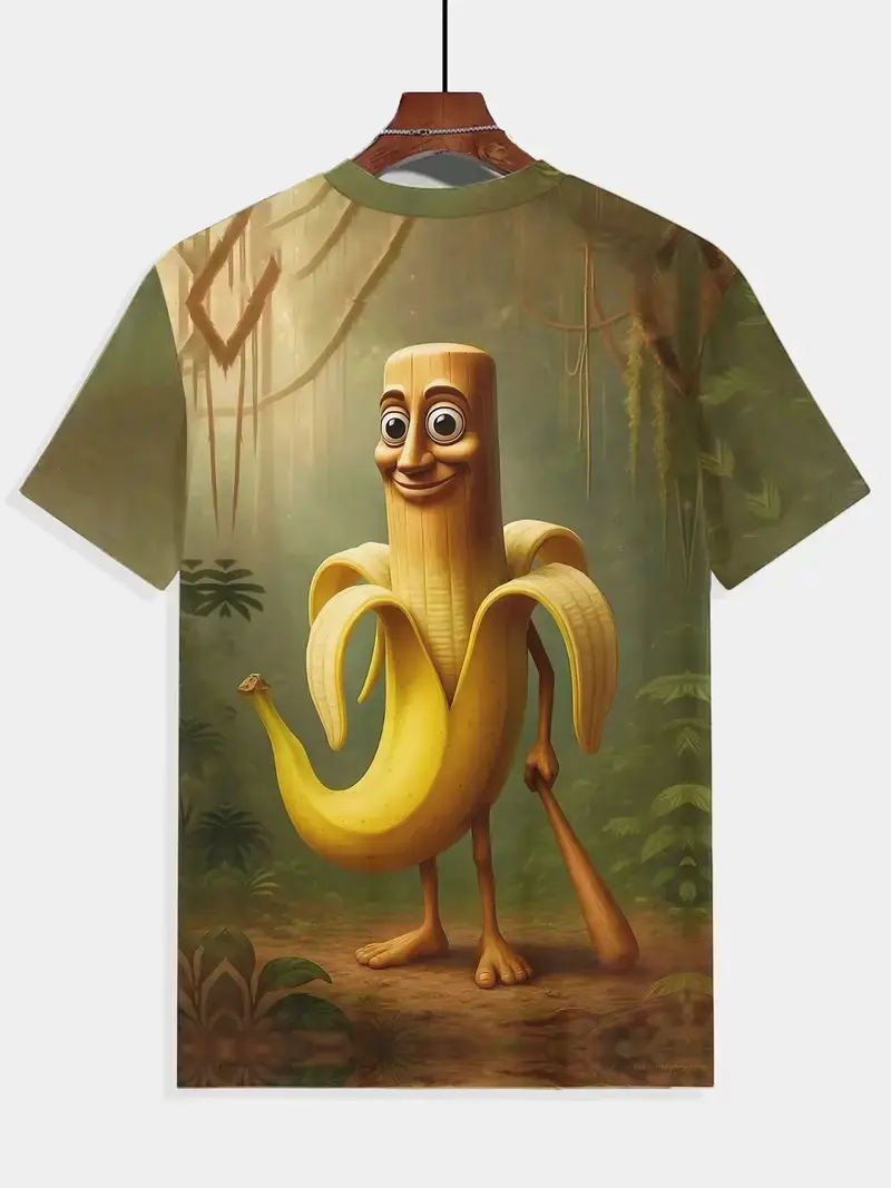 2025 New Men's T-shirt 3D Print Funny Banana Graphic Short Sleeve  T Shirts Summer Outdoor Wear Men's Personality Party Tops