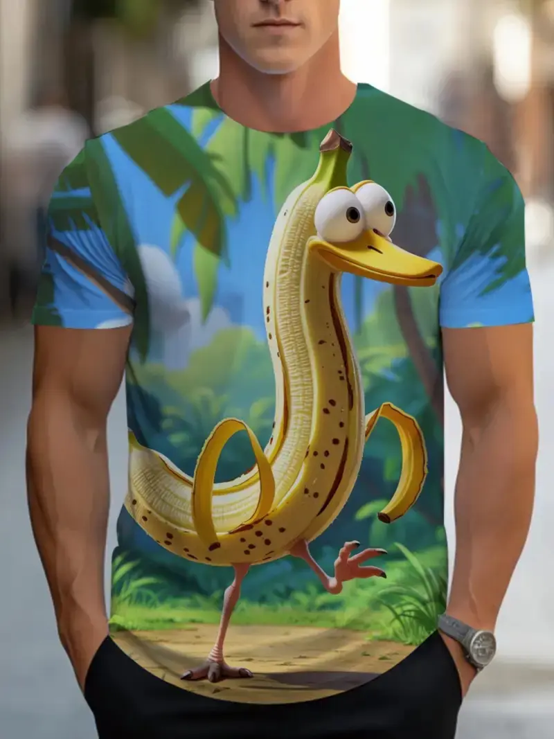 2025 New Men's T-shirt 3D Print Funny Banana Graphic Short Sleeve  T Shirts Summer Outdoor Wear Men's Personality Party Tops