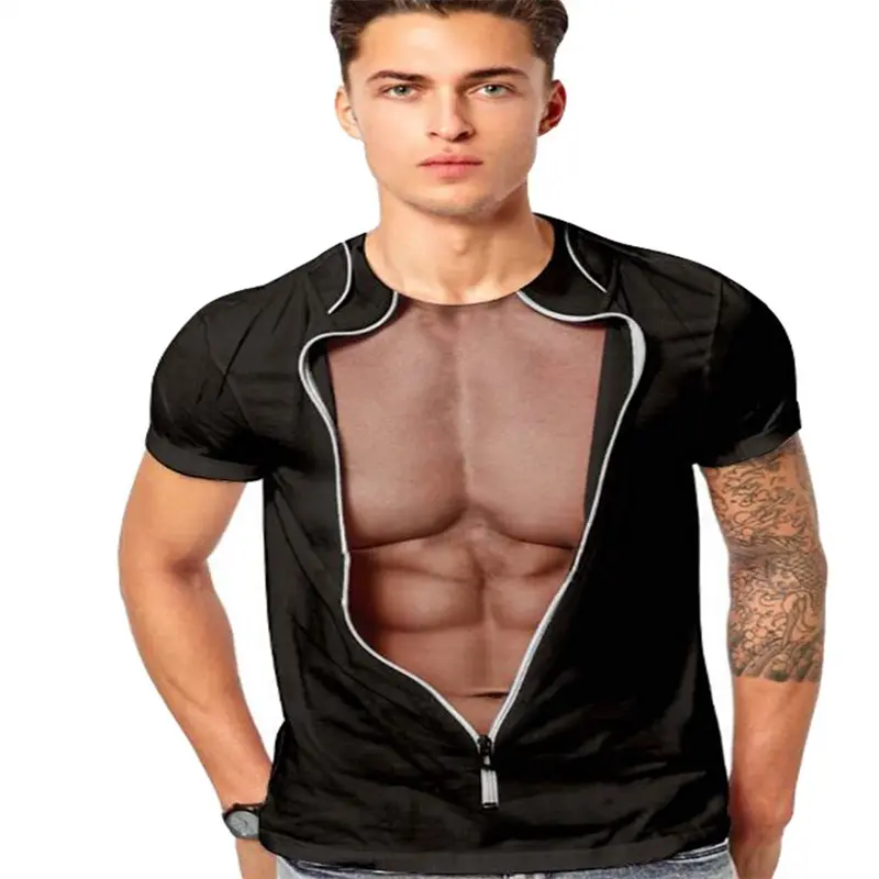 Cosplay Muscle 3D Print Mens Funny T Shirt Fashion Street Personality O-Neck Tees Oversized T-shirt Party Eye-catching Clothing