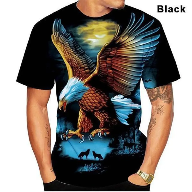 3D Print Classic Animal Eagle Mens Oversized T Shirt Vintage Casual Short Sleeve Tee Top Men High Qualit Harajuku O-neck T-shirt