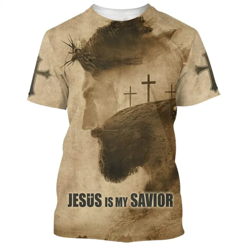 Christ Jesus T-Shirt For Men 3D Jesus Print Men's T Shirt Harajuku Y2k Short Sleeve Streetwear Fashion Oversized Tee Men Clothes