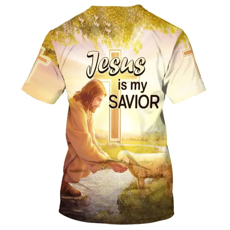 Christ Jesus T-Shirt For Men 3D Jesus Print Men's T Shirt Harajuku Y2k Short Sleeve Streetwear Fashion Oversized Tee Men Clothes