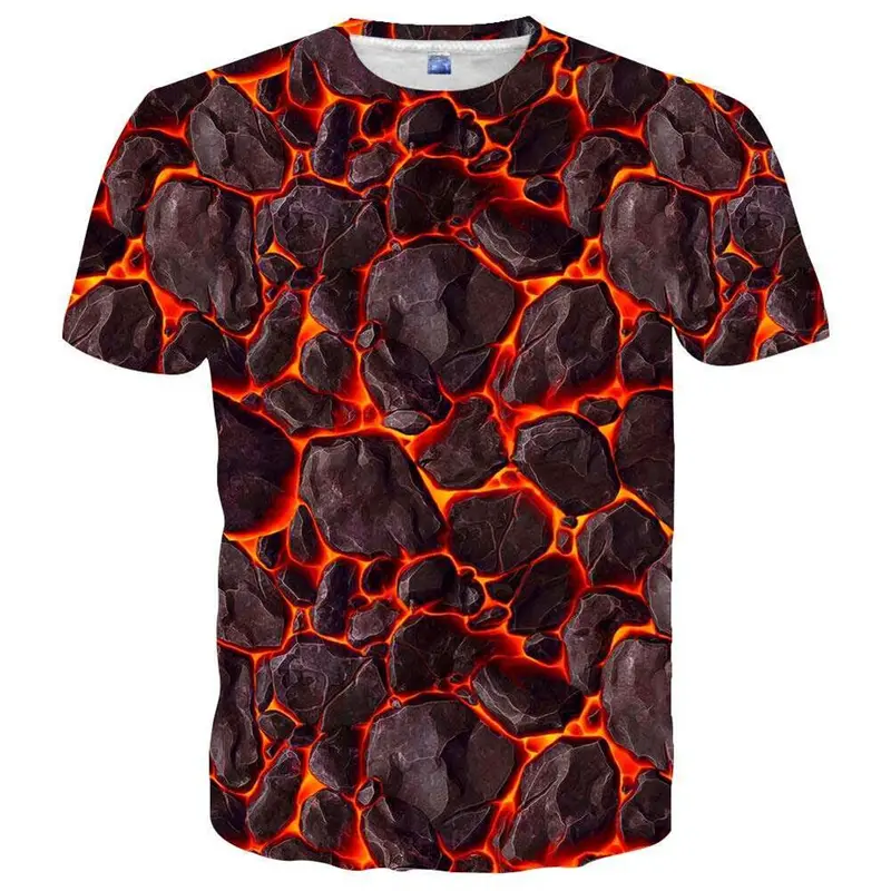 Colorful Lightning 3D Graphic Tees Y2k Men Casual Harajuku Street Short Sleeve Tops Women Fashion Ice T-shirt Kid Oversized Tees