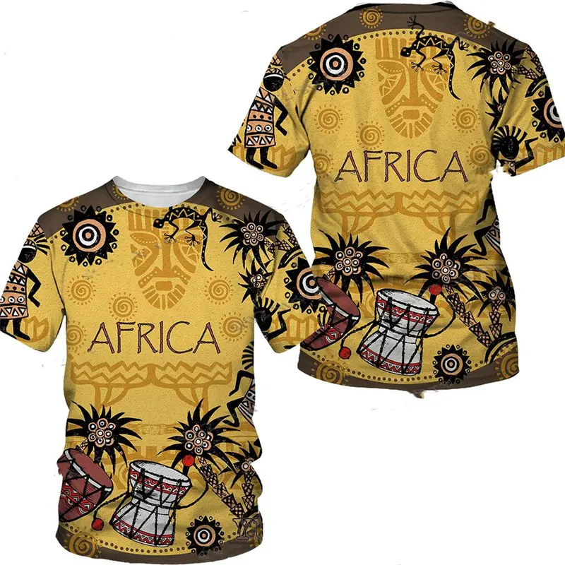 Ethnic Style Graphic Men Tees Unisex Dashiki Clothes  3D Print Summer African Men's Short Sleeve T Shirt Street Fashion Outfits