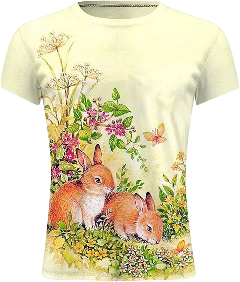 Happy Easter Day 3D Print Cute Rabbits Eggs T Shirt For Women Kids Fashion Funny Short Sleeve Tops New Men Hawaiian Harajuku Top