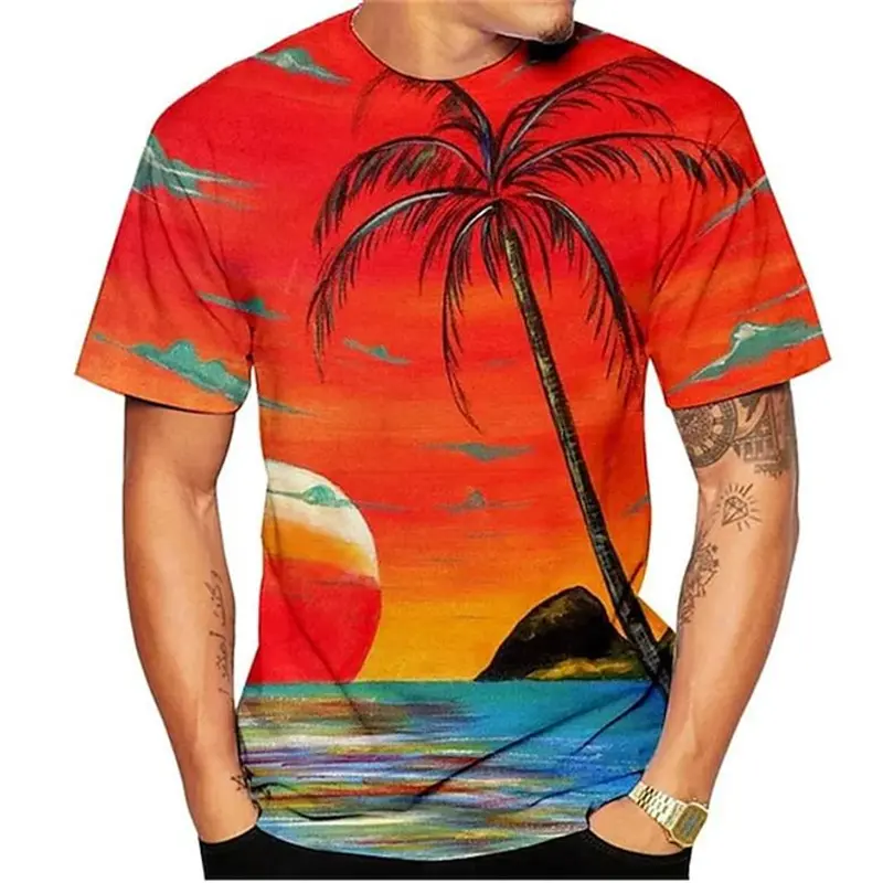 Vintage Palm Tree 3d Print Aloha Hawaii Beach T Shirt Men Women Summer Ice T-Shirt Kid Oversized Breathable Tee Shirt Casual Tee