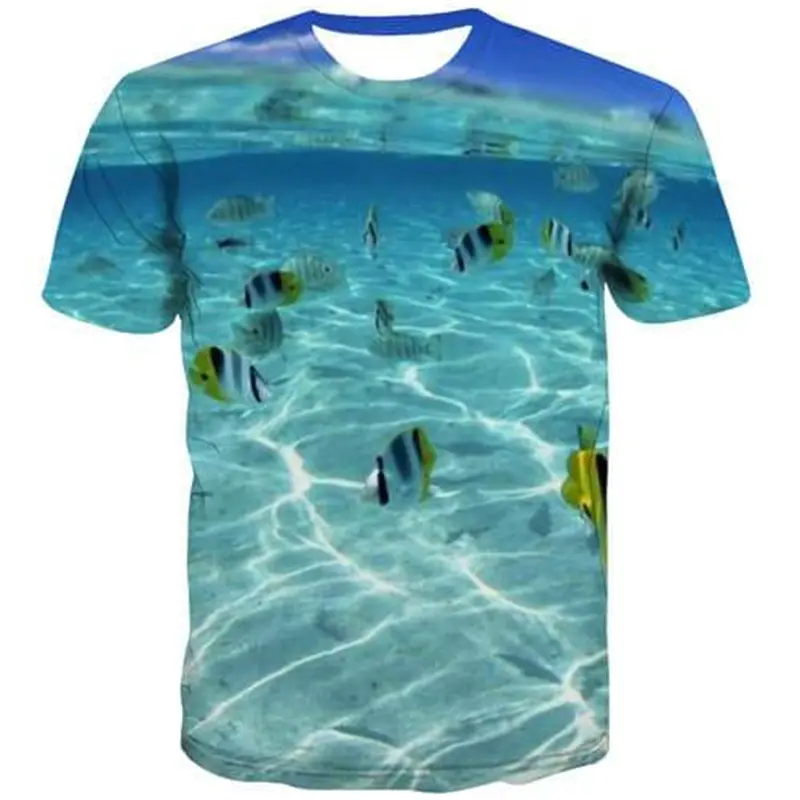 3D Hawaii Beach Palm Trees Y2k Graphic T Shirts Men Women Kid Vintage Coconut Tree Print O-Neck Short Sleeve Tops Men's Clothing