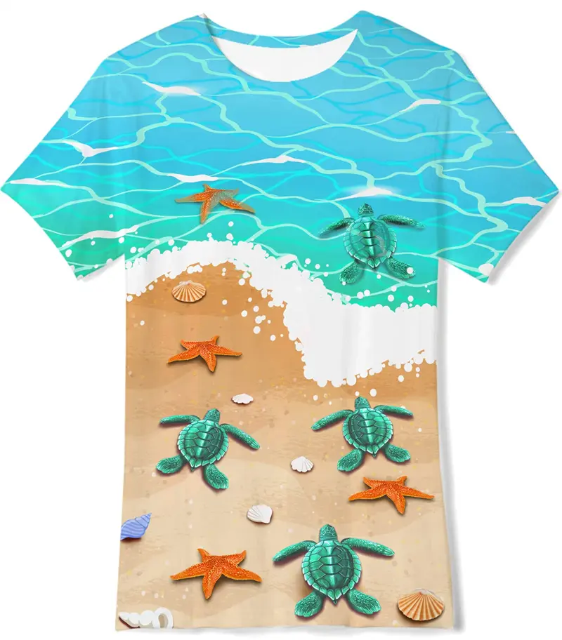 3D Hawaii Beach Palm Trees Y2k Graphic T Shirts Men Women Kid Vintage Coconut Tree Print O-Neck Short Sleeve Tops Men's Clothing