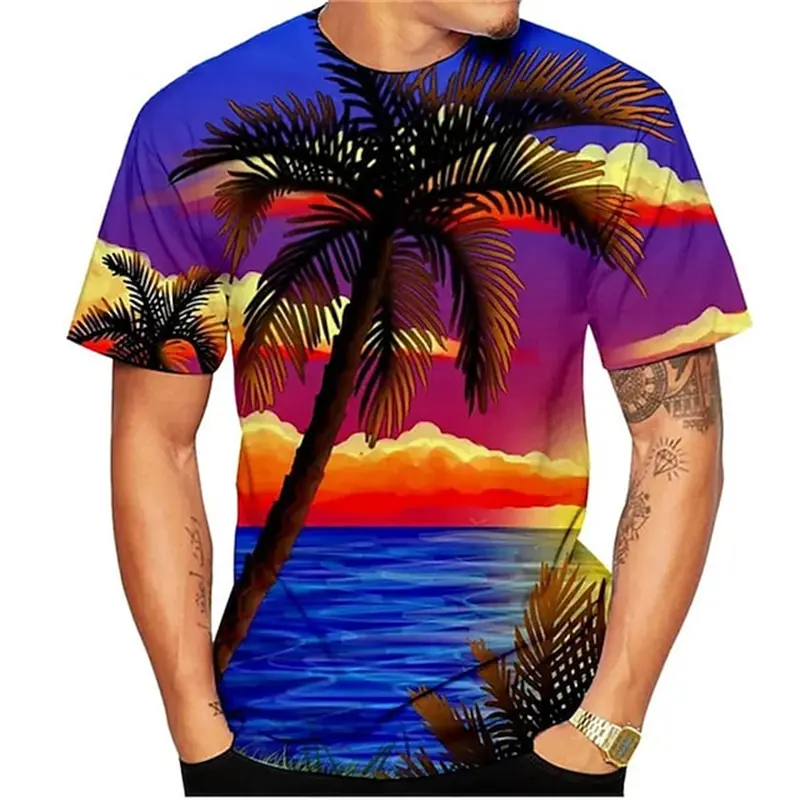 Vintage Palm Tree 3d Print Aloha Hawaii Beach T Shirt Men Women Summer Ice T-Shirt Kid Oversized Breathable Tee Shirt Casual Tee