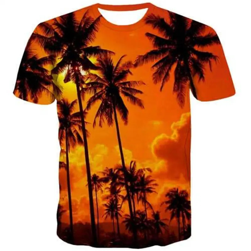 Vintage Palm Tree 3d Print Aloha Hawaii Beach T Shirt Men Women Summer Ice T-Shirt Kid Oversized Breathable Tee Shirt Casual Tee