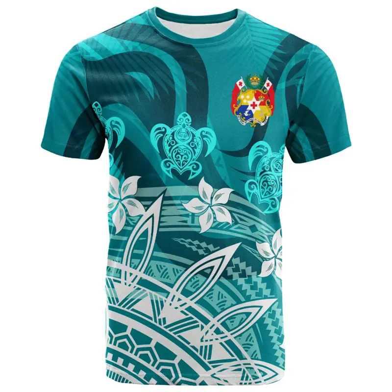 3D Printed Tonga Flag Graphic T Shirt Men Women Summer New Tonga Emblem Tops Fashion Crew Neck Short Sleeve Y2K Mens T-Shirts