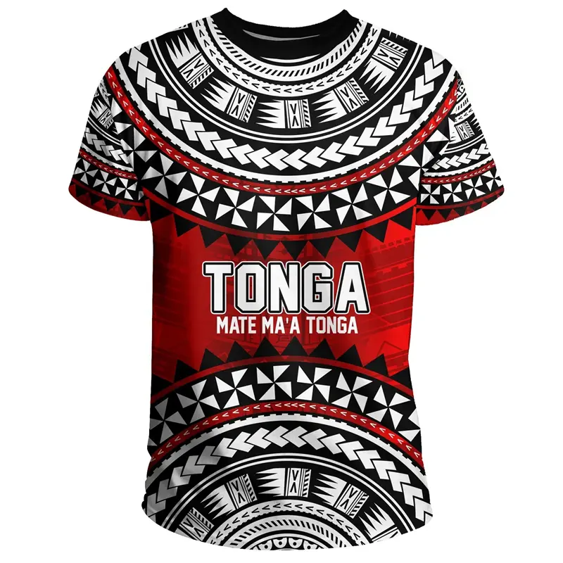 3D Printed Tonga Flag Graphic T Shirt Men Women Summer New Tonga Emblem Tops Fashion Crew Neck Short Sleeve Y2K Mens T-Shirts
