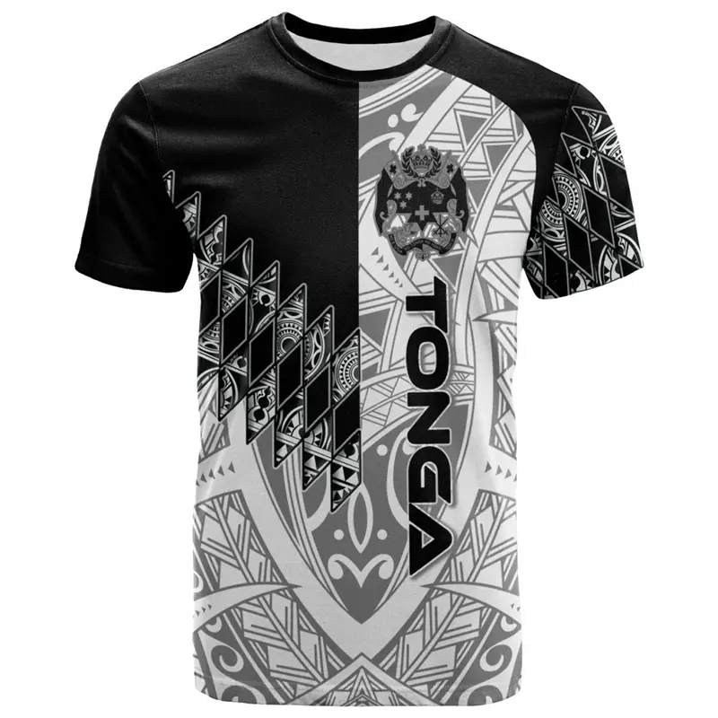 3D Printed Tonga Flag Graphic T Shirt Men Women Summer New Tonga Emblem Tops Fashion Crew Neck Short Sleeve Y2K Mens T-Shirts