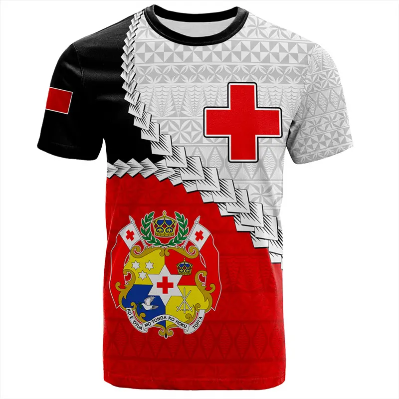 3D Printed Tonga Flag Graphic T Shirt Men Women Summer New Tonga Emblem Tops Fashion Crew Neck Short Sleeve Y2K Mens T-Shirts