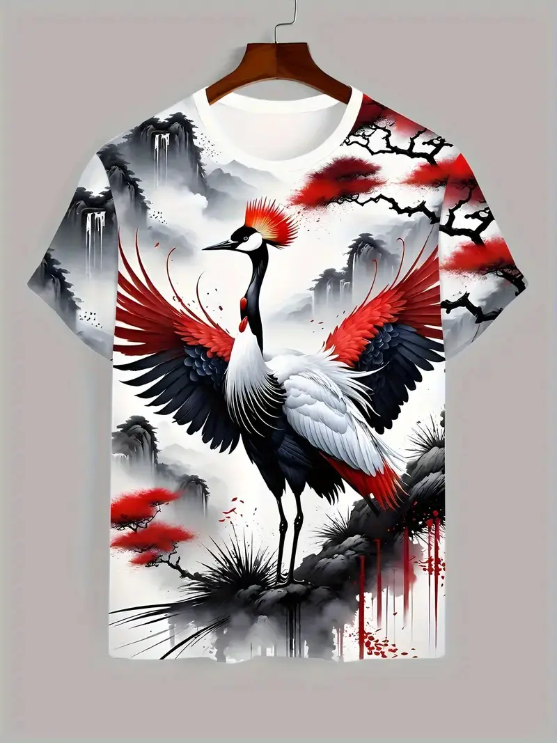 Men's T-Shirt Japanese Style Samurai Pattern Printed Casual O-Neck Loose Street Short Sleeved Tees Tops Male Oversized T Shirt