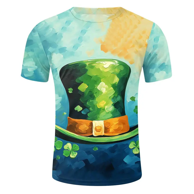 Saint Patrick's Day 3D Print Green Hat Graphic T Shirt For Men Women Tops Cartoon Clover Tees New Fashion Overized Kids T Shirt
