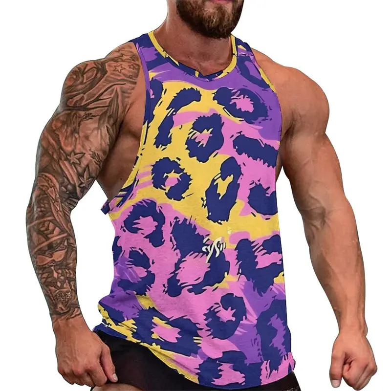 Leopard Fitness 3D Print Tank Tops Men Clothing GYM Vest Cool Sleeveless Harajuku Streetwear Sleeveless Graphic Tee Men Clothing