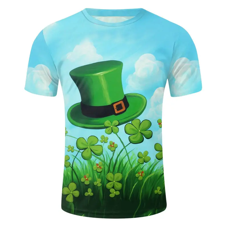 Saint Patrick's Day 3D Print Green Hat Graphic T Shirt For Men Women Tops Cartoon Clover Tees New Fashion Overized Kids T Shirt