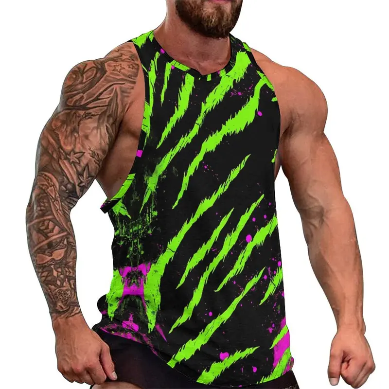 Leopard Fitness 3D Print Tank Tops Men Clothing GYM Vest Cool Sleeveless Harajuku Streetwear Sleeveless Graphic Tee Men Clothing
