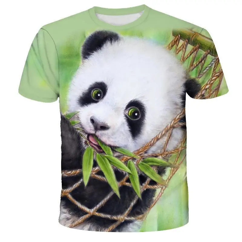 Cute Animal Panda 3D Graphic Tee Shirt Y2k Designer Clothes Men Women Summer Fashion Tshirts Kid O-neck Short Sleeve Tshirt Tops